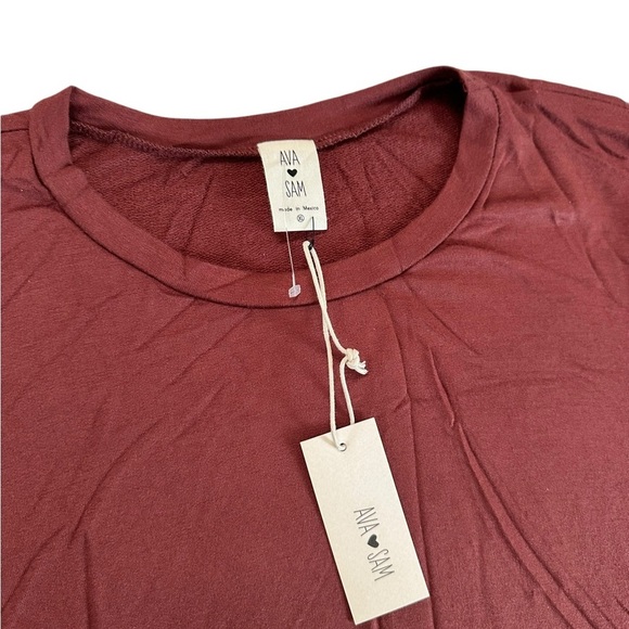 Ava Sam Rusty Orange Red Ruched Midi Dress Size L - Picture 8 of 17